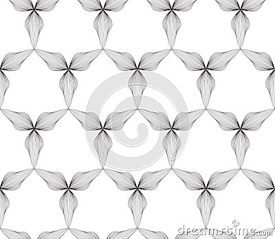 Abstract seamless floral line pattern. Arabic line ornament with flower shapes. Floral orient tile pattern with black lines. Asian Stock Photo