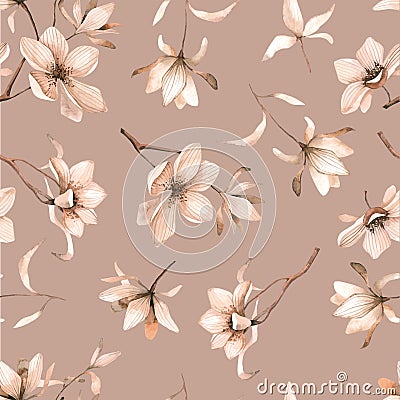Abstract seamless floral pattern with of red roses and pink and blue freesia on black background. Vector Illustration