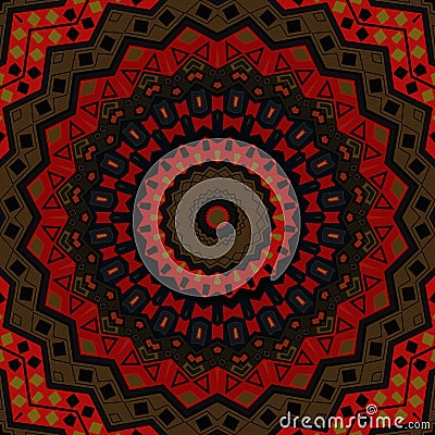 Abstract seamless folk ethno pattern mandala round Stock Photo