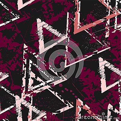 Abstract seamless geometric background with cracked texture. Grunge pattern for boys, girls, sport, fashion. Urban colorful wallpa Stock Photo