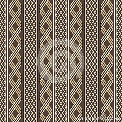 Wide stripes with alternate wicker lattices seamless pattern Vector Illustration