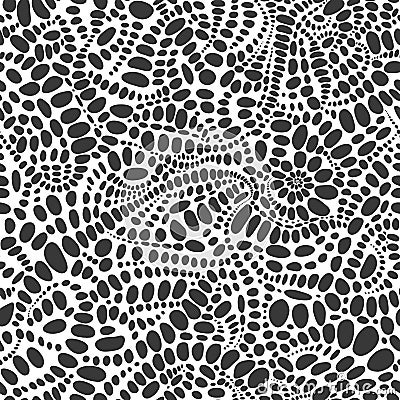 Abstract seamless geometric pattern. Monochrome fractal pattern. Reptile skin - Vector Cartoon Illustration
