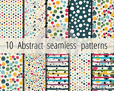 10 Abstract seamless geometric patterns Vector Illustration