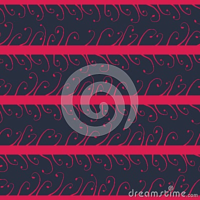 Pink stripes with sprouts on navy background Vector Illustration