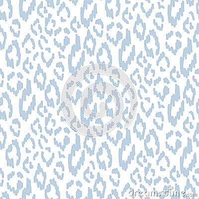 Abstract seamless leopard skin vector pattern in light blue color. Vector Illustration