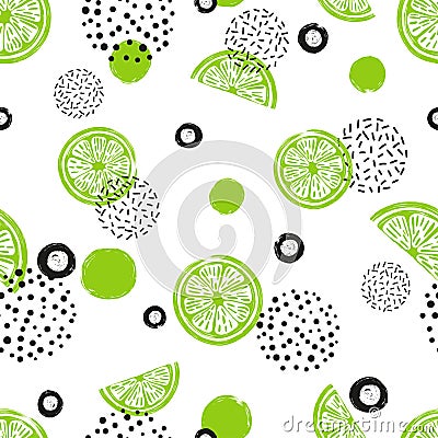 Abstract seamless lime pattern in green and black colors Vector Illustration