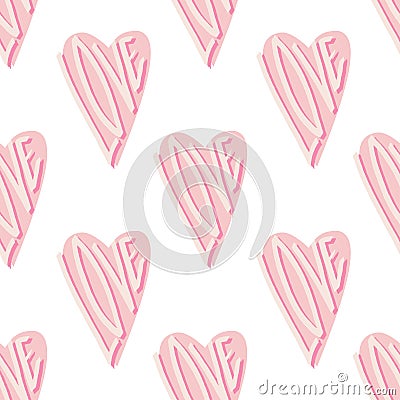 Abstract seamless love heart pattern for Valentine's Day. Cute holiday background. Vector Illustration