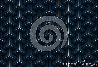 Abstract seamless luxury dark blue and gold geometric pattern background Vector Illustration