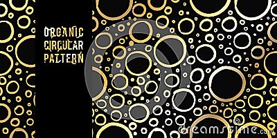 Abstract seamless organic vector isolated pattern. Retro style. Hand-made graphic gold art dots, circles and circles for Vector Illustration