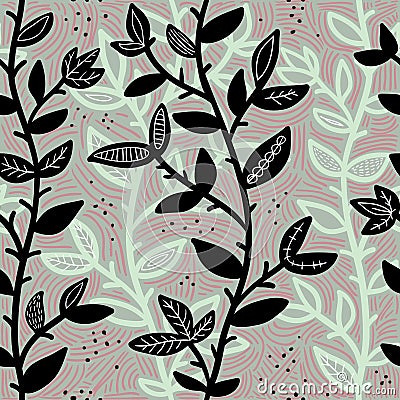 Abstract Seamless Pattern With Branches Vector Illustration