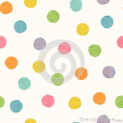 Abstract seamless pattern with bright colorful hand drawn dots Vector Illustration