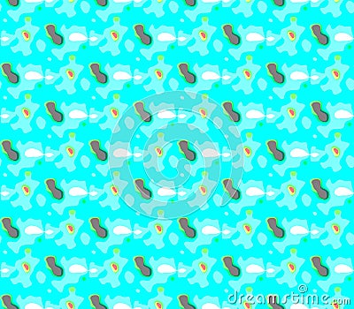 Abstract seamless pattern of colored spots and lines around the figure Stock Photo