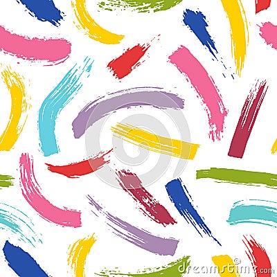 Abstract seamless pattern. Colorful brush strokes of colored paint Vector Illustration