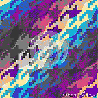 Abstract seamless pattern. Diagonal plaid pattern. Retro grunge effect. Vector image. Vector Illustration