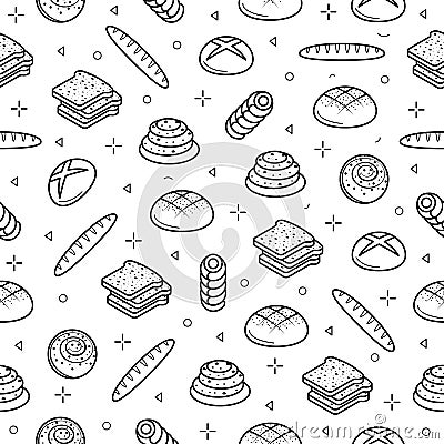 Abstract Seamless Pattern Doodle Collection Bread Bun Bakery Logo Vector Symbol Icon Design Stock Photo