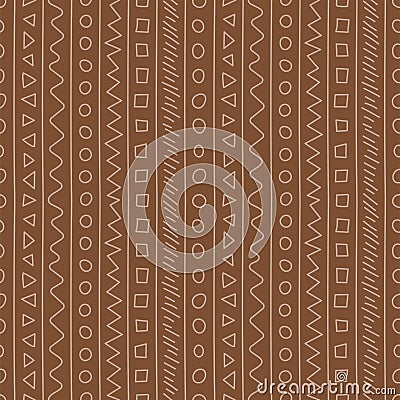 Abstract seamless pattern. Doodle vector template. Brown background. Old ornament. Retro style. Fashion design. Sketch Vector Illustration