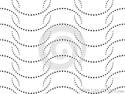 Abstract seamless pattern of dots and semitones. Wavy smooth change of parameters. Vector Illustration