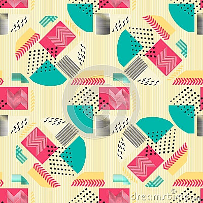 Abstract seamless pattern with geometric figures on beige background. Geometric composition for print on the paper or Vector Illustration
