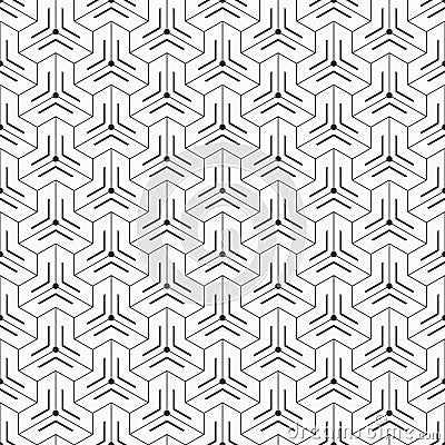 Abstract seamless pattern. Geometric tiles with triple hexagonal elements and dots Vector Illustration