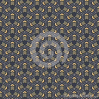 Abstract seamless pattern. Geometric tiles with triple weaving elements, striped shapes Vector Illustration