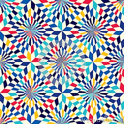 Abstract seamless pattern of geometrical elements. Optical illusion. Vector Illustration