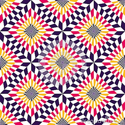 Abstract seamless pattern of geometrical elements. Optical illusion. Vector Illustration