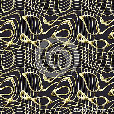 Abstract seamless pattern of gold metal grid and infinity symbol Stock Photo