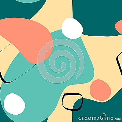 Abstract seamless pattern with graphyc elements, modern abstract shapes. Avant-garde collage style. Vector Illustration