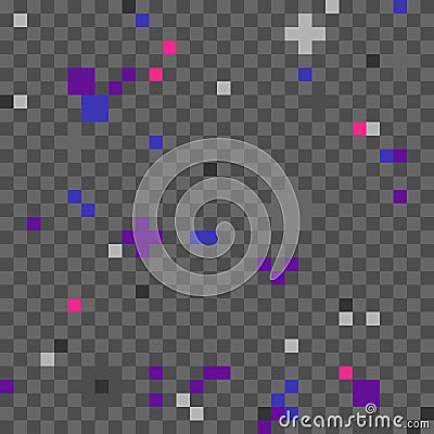 Abstract seamless pattern of grayscale and colorful rectangles in a pixel art style Vector Illustration