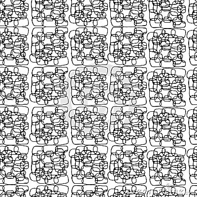 Abstract seamless pattern of hand drawn elements in black on white background Stock Photo