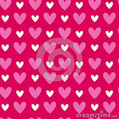 Abstract Seamless Pattern With Heart Shapes On Pink Background Valentines Day Structure Vector Illustration