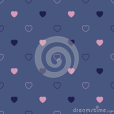 Abstract seamless pattern with hearts. Valetines day, birthday o Vector Illustration