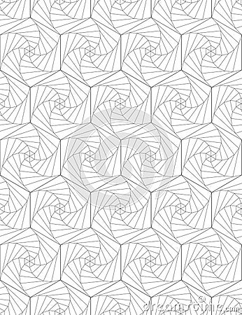 Abstract seamless pattern of hexagons. Optical illusion of rotation. Vector Illustration