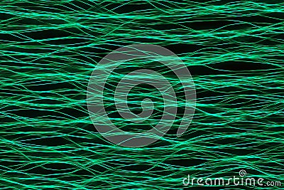 Abstract seamless pattern of intertwining neon threads in the form of waves in green colors. Stock Photo