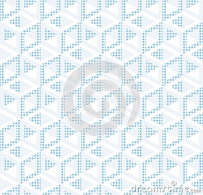 Abstract seamless pattern from isometric figures. Light texture of cubic elements. Vector Illustration