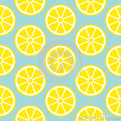 Abstract Seamless Pattern Lemon Slices Yellow And Blue Vector Illustration