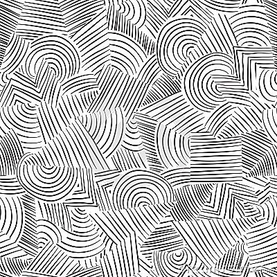 Abstract seamless pattern. Line ornamental doodle geometric background Stock Photo