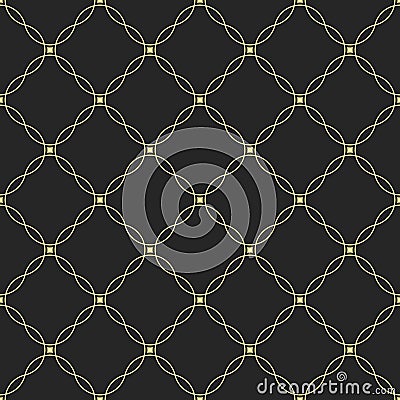 Abstract seamless pattern. Repeating geometric ornament of curved lines and smooth squares. Vector Illustration