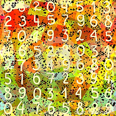Abstract seamless pattern. Numbers, grunge texture Vector Illustration