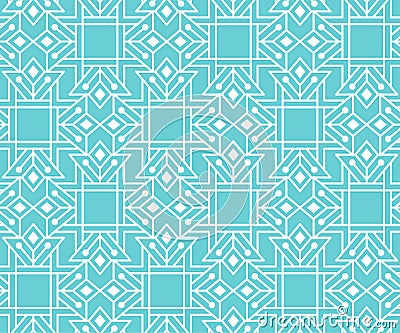 Abstract seamless pattern with outlined geometric ornament. Vector Illustration