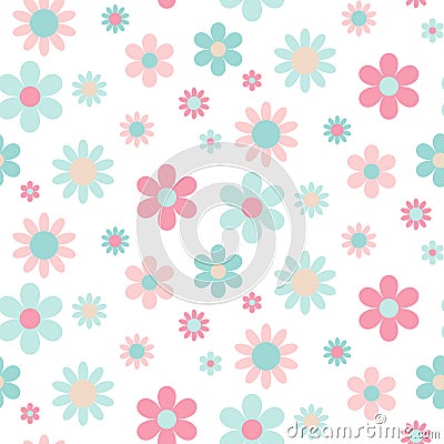 Abstract seamless pattern of pink and blue flowers Stock Photo