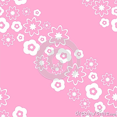 abstract, seamless pattern of pink daisies. trendy plaid, cute graphic in modern style. for print, advertising, wrapping paper, Vector Illustration