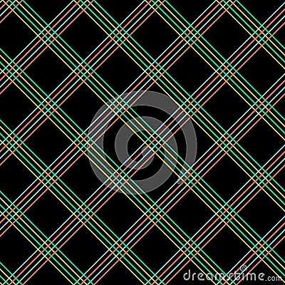 Abstract Seamless Pattern with Plaid Fabric on a black background. Vector Illustration