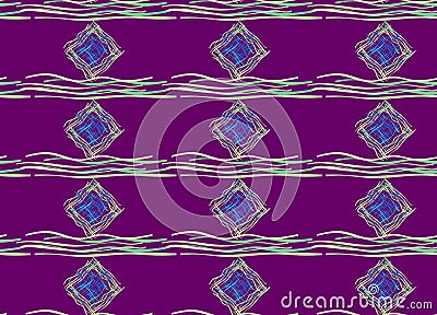 Abstract seamless pattern with rhombuses and waves. Vector Illustration