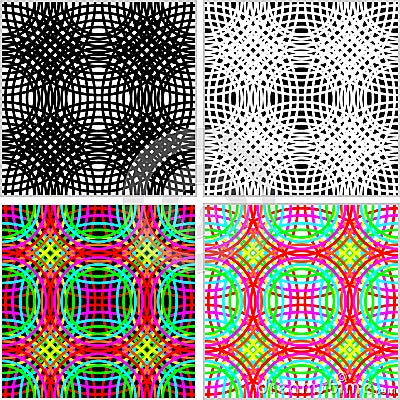 Abstract seamless Pattern - set of colorful Rings in four variants. Vector Illustration