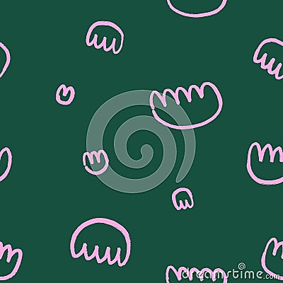 Abstract seamless pattern in simple doodle style. Endless natural background, modern scribble shapes. Repeating print Vector Illustration