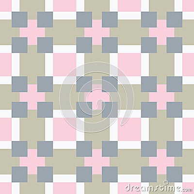 Abstract seamless pattern with squares and crosses. Colorful vector background Stock Photo