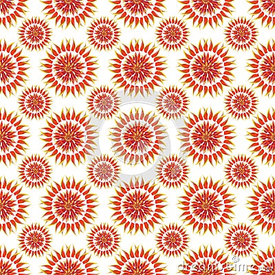 Abstract seamless pattern, sunflowers isolated on white background Stock Photo