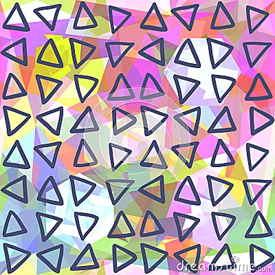 Abstract seamless pattern. Triangles drawn on geometric shapes Vector Illustration