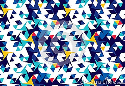 Abstract seamless pattern of triangles. Geometric texture. Pattern for bright youth clothes. Vector Illustration
